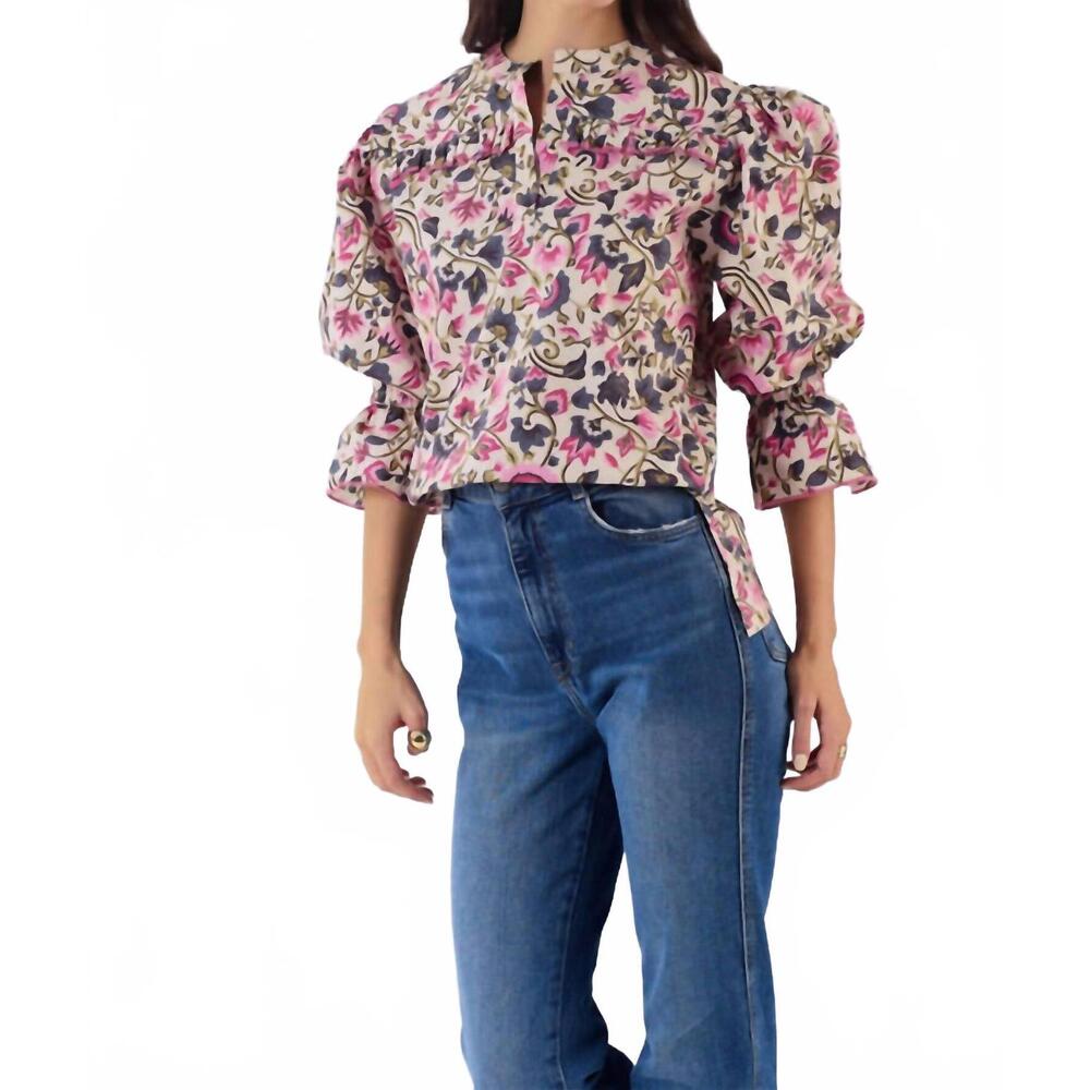 NEW BEYOND BY VERA stella top in last blooms pink